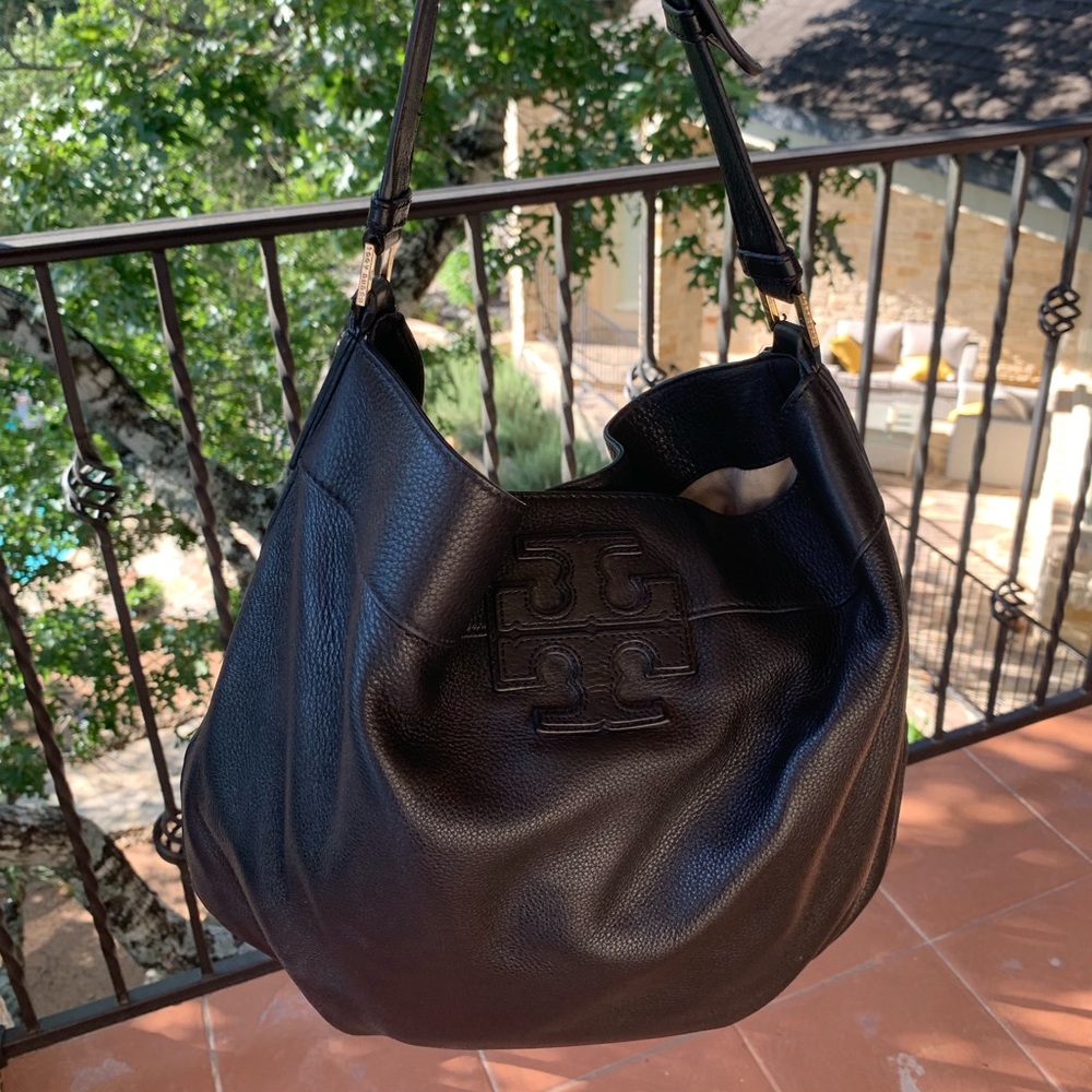 Tory Burch Black Leather Hobo Bag